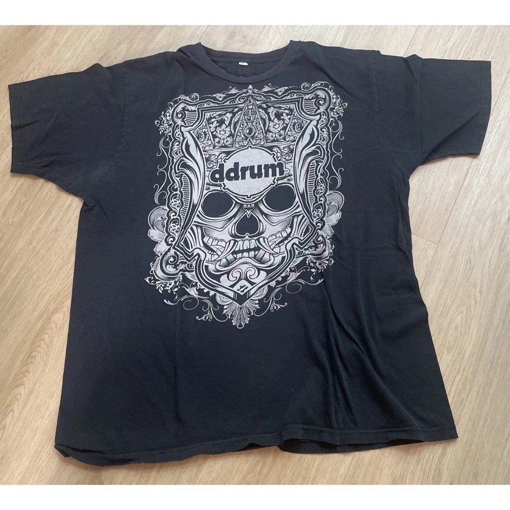 ddrum Drums Skull Crown Gothic Design‎ T-Shirt Men's XL Black Music Band